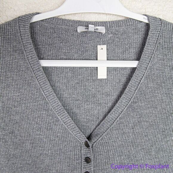 NEW‎ Madewell Plus Asherton Waffle Henley Sweater in gray, 2X - Picture 9 of 16